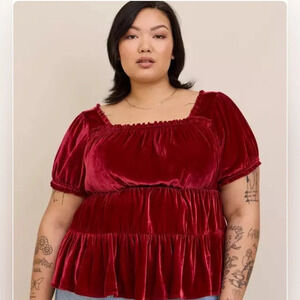 Torrid Velvet Babydoll Tiered Top